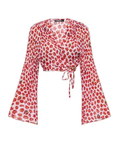 Versace Long-sleeved Beachwear In Pink