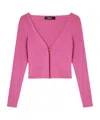 Versace Safety Pin Ribbed Knit Fitted Cardigan