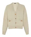 Versace Cashmere-blend Knit Boxy Cardigan In Beige/bone