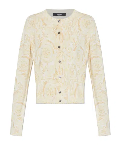 Versace Long-sleeved Cardigan In Neutral