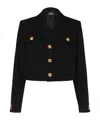 Versace Single-breasted Stretch Crepe Crop Informal Jacket In Black