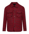 Versace Checked Tweed Button In Red