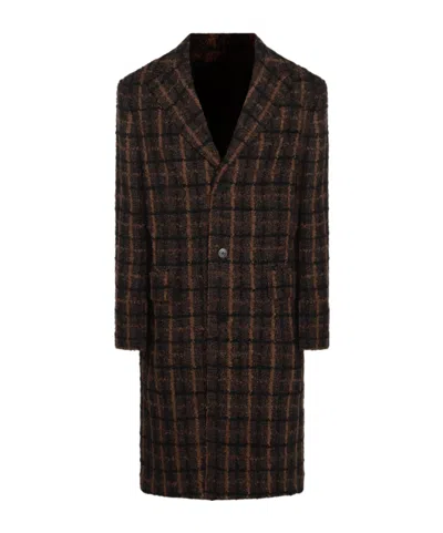 VERSACE VERSACE SINGLE-BREASTED CHECKED COAT