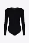 Versace Long-sleeved Corset Bodysuit In Black