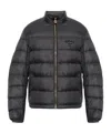 Versace Barocco Jacquard Zip-up Puffer Jacket In Black