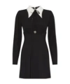 Versace Pearl-detailed Long-sleeved Mini Dress In Black