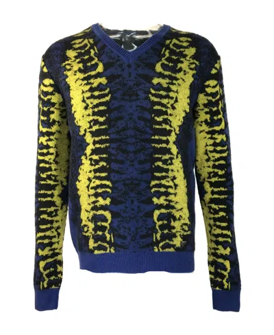Versace Long-sleeved Knitted Sweater In Black