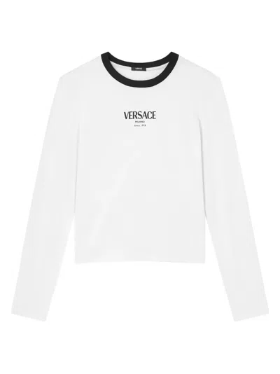 Versace Stretch Viscose-jersey T-shirt In White