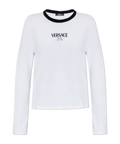 Versace Stretch Viscose-jersey T-shirt In White
