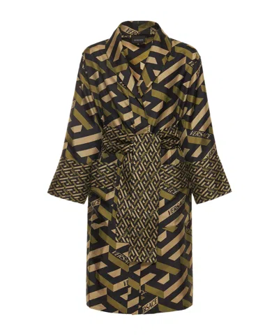 Versace Long-sleeved Nightgown In Green