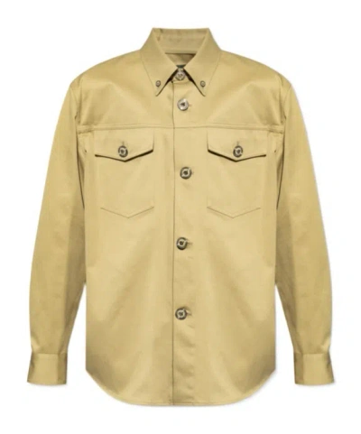 Versace Long-sleeved Overshirt In Nude