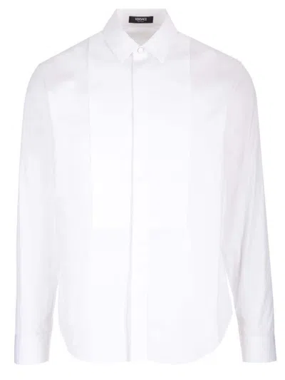 Versace Long-sleeved Panelled Shirt In White