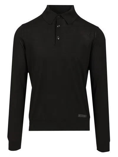 Versace Long-sleeved Polo Shirt Black