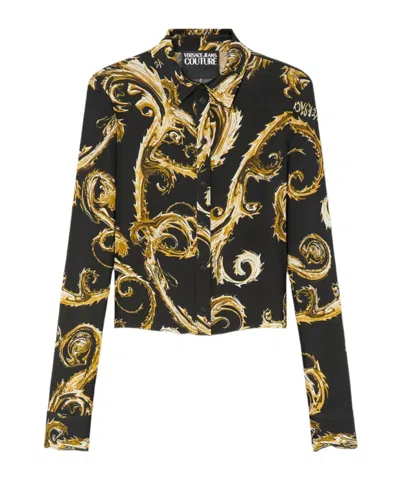 Versace Long-sleeved Shirt In Black