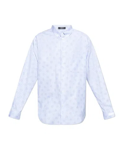 Versace Long-sleeved Shirt In Blue