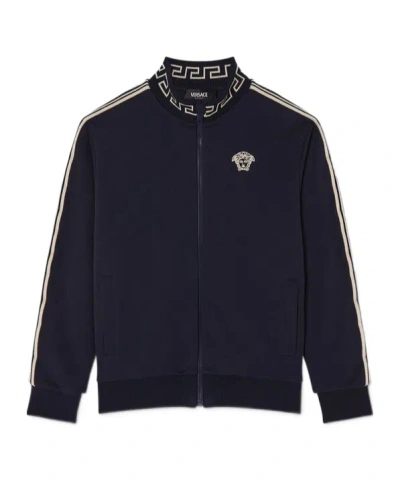 Versace Long-sleeved Sports Sweater In Black