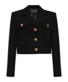 Versace Single-breasted Stretch Crepe Crop Informal Jacket In Black