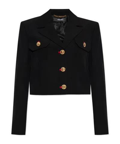 VERSACE VERSACE BUTTON-UP CROPPED BLAZER