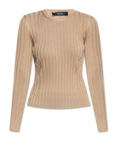 Versace Long-sleeved Sweater In Brown