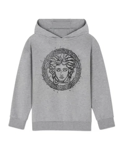 Versace Long-sleeved Sweater In Gray