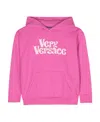 Versace Logo-print Cotton Hoodie In Pink