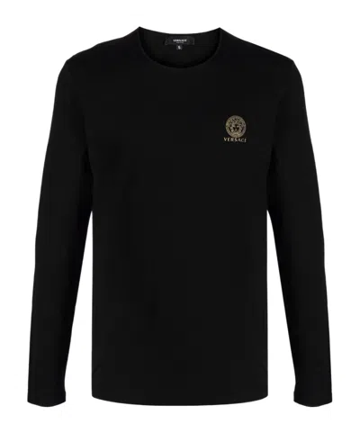 Versace Multicolor Stretch Cotton T-shirt Set In White Black