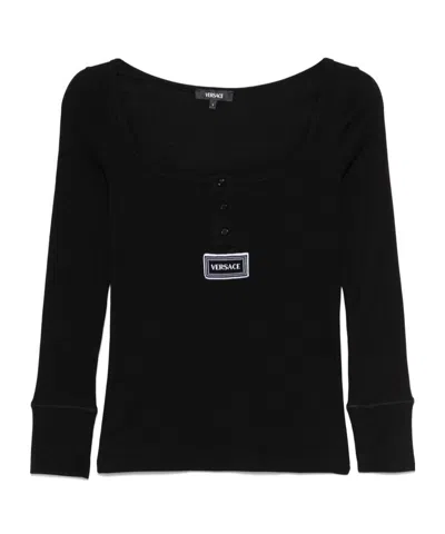 Versace Long-sleeved Underwear In Black