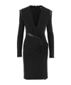 Versace Ruched Deep V-neck Mini Dress In Black