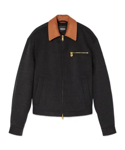 Versace Long-sleeved Zipped Jacket In Black