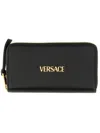 Versace Logo-lettering Wallet In Black
