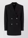 Versace Longline Wool Blazer Featuring Structured Shoulders In Black