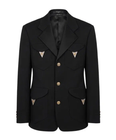 Versace Long-sleeve Buttoned Blazer In Black