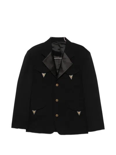 Versace Long-sleeve Buttoned Blazer In Multi