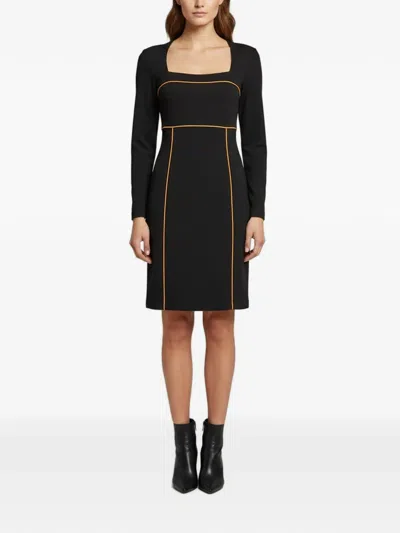 Pre-owned Versace Long-sleeve Mini Dress In Black