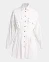 Versace Medusa Shirt Dress Chest Pockets Waist Detail In White