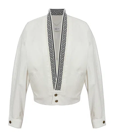 Versace Greek Pattern Relaxed-fit Jacket In White