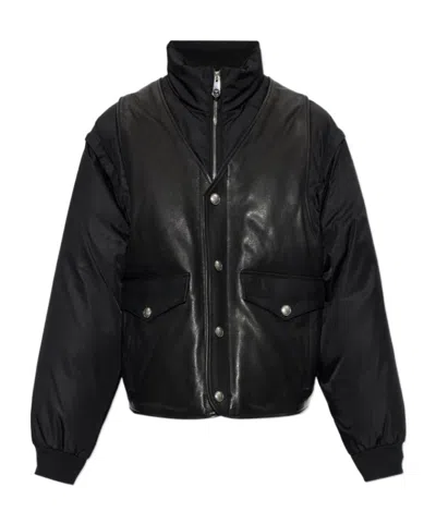 Versace Long-sleeved Down Jacket In Black