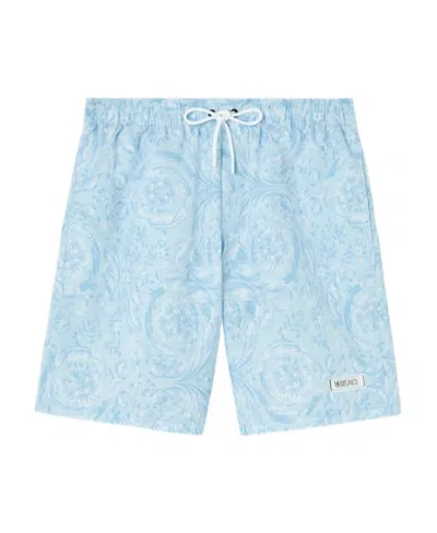 Versace Loose Waist Shorts In Blue
