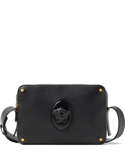 Versace Lou Leather Crossbody Bag In Black