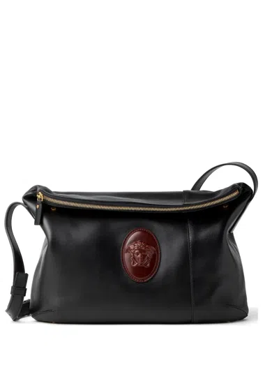 Versace Lou Nappa Shoulder Bag In Black