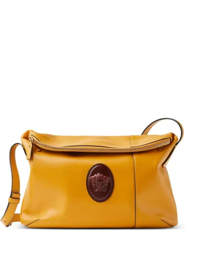 Versace Lou Nappa Shoulder Bag In Yellow