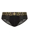 Versace Greca Border Swim Briefs In Black