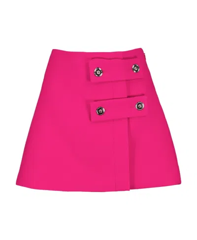 Versace Low-rise Buttoned Skirt In Pink