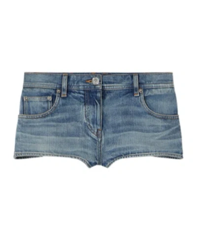 VERSACE VERSACE LOGO-PATCH DENIM SHORTS