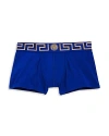 Versace Greca Border Stretched Boxer Briefs In Bluette/gold