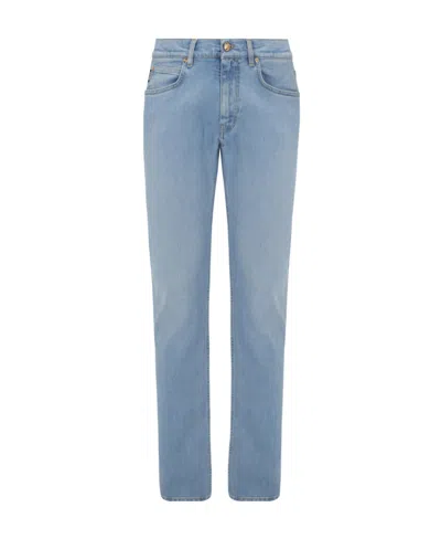 Versace Low-rise Slim-cut Jeans In Blue