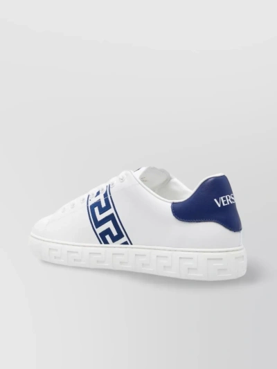 Versace Low Top Leather Sneakers In White