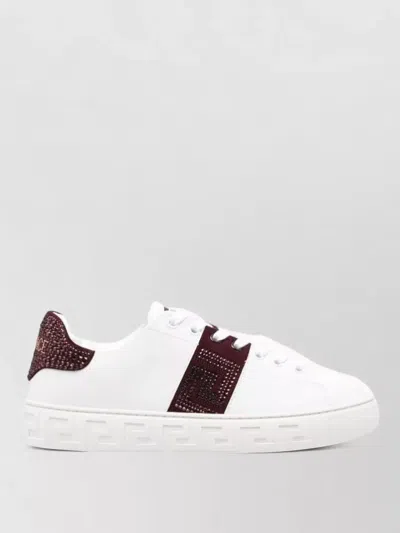 Versace Low Top Sneakers Silk Nylon Rubber Sole In White