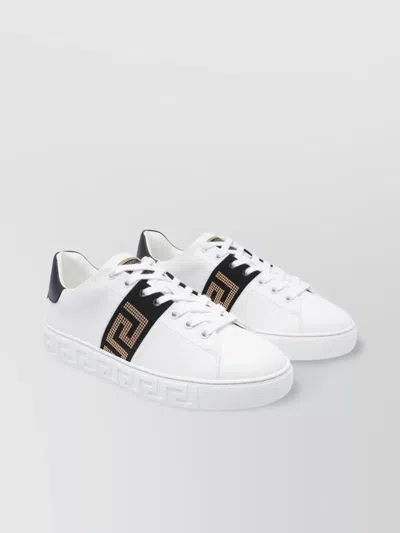 Versace Low Top Trainers With Embossed Greca Band In White