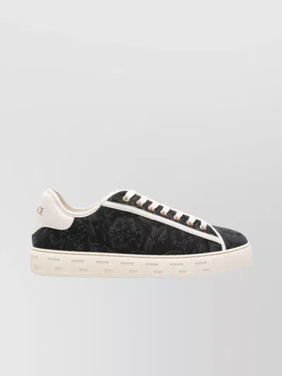 Versace Barocco Greca Jacquard Sneakers In Black